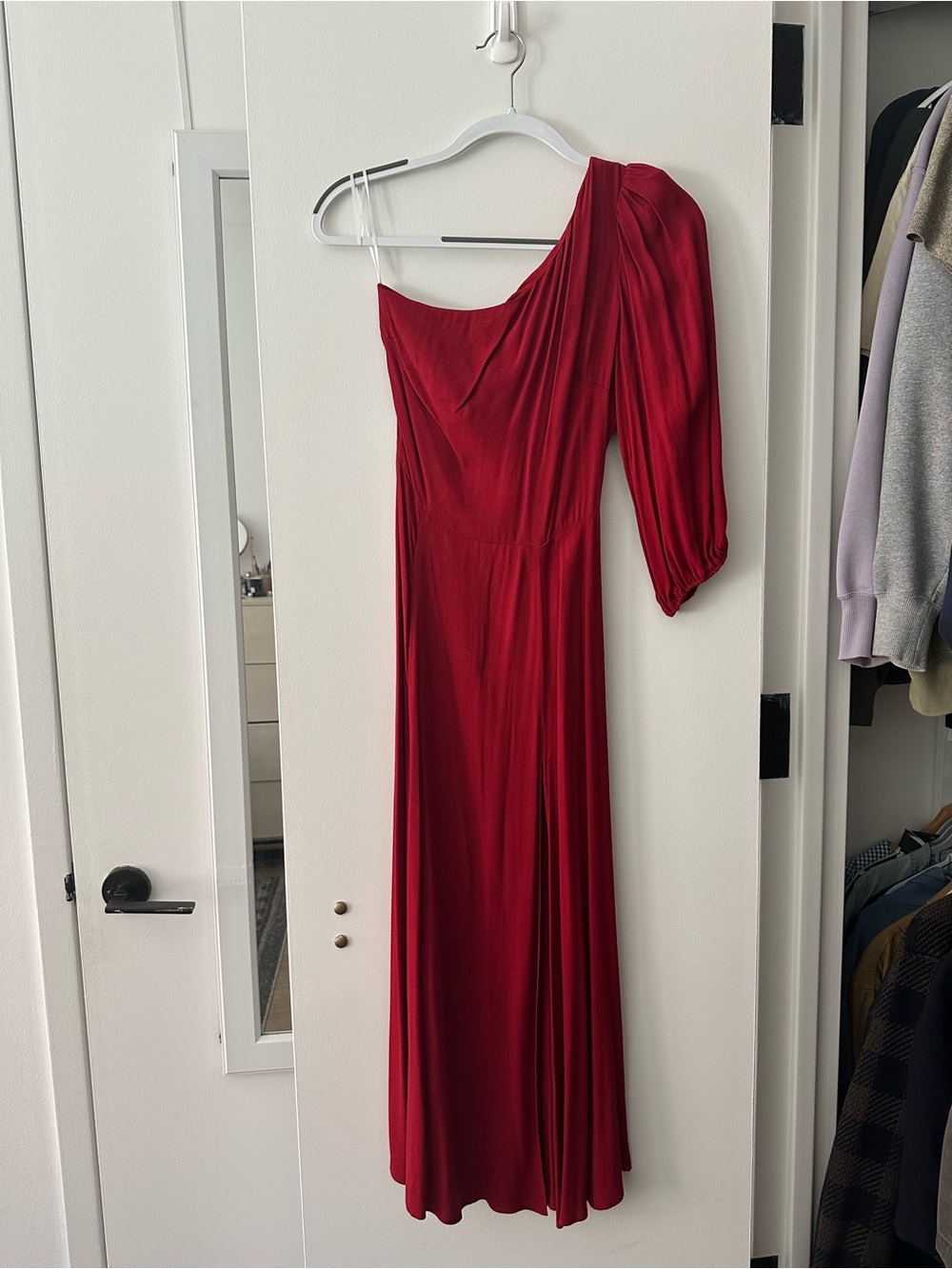 Reformation Lawrence One-Shoulder Red Midi Dress - Picture 2 of 5